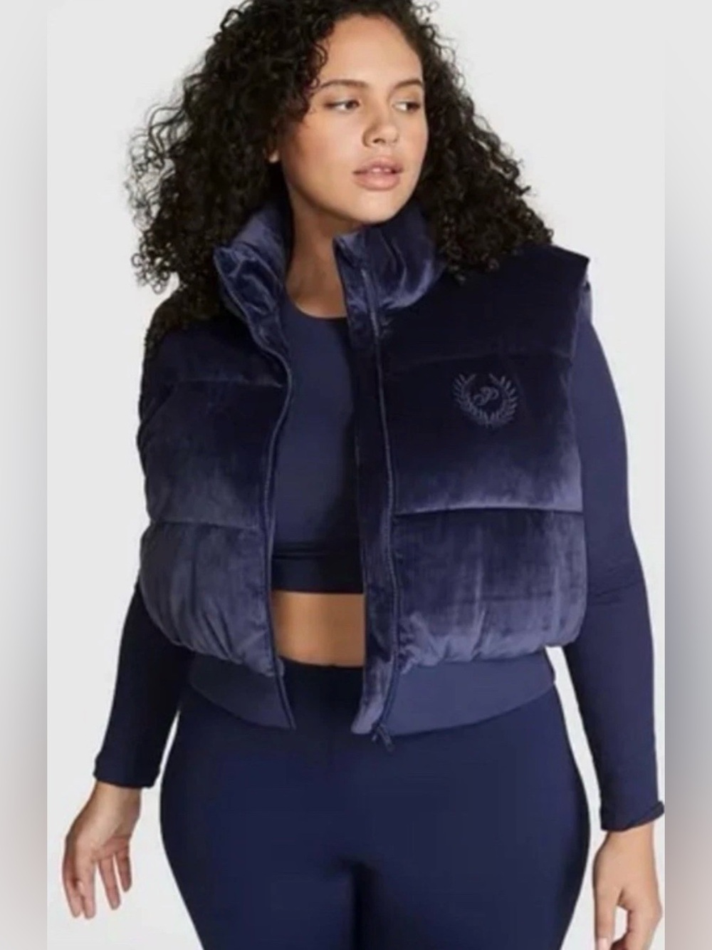 Pink Victoria Secret Velvet Puffer Vest - Navy Women’s